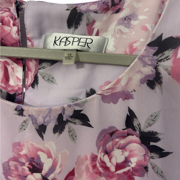 Kasper Floral Peony Bell Sleeve Flowy Spring Blouse Women’s Top 1X - Picture 4 of 7